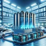 Generate a realistic, high-definition image showcasing revolutionizing battery technology as a game-changer in the electric vehicle industry. This scene should show cutting-edge batteries on display with their intricate details, surrounded by electric cars. The overall scene should have a futuristic feel, indicating the significant impact of these new batteries on the electric vehicle sector.