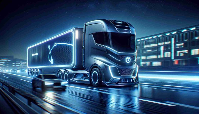 A realistic high-definition depiction of a groundbreaking future for electric transportation, featuring a concept electric truck named the Neptune e-Truck. In this envisioned future, the Neptune e-Truck is at the forefront of a movement towards sustainable transportation. It is designed with cutting-edge technology, sleek lines, and eco-friendly features. From its streamlined body to its zero-emission engine, this truck represents the next milestone in electric efficiency and performance.