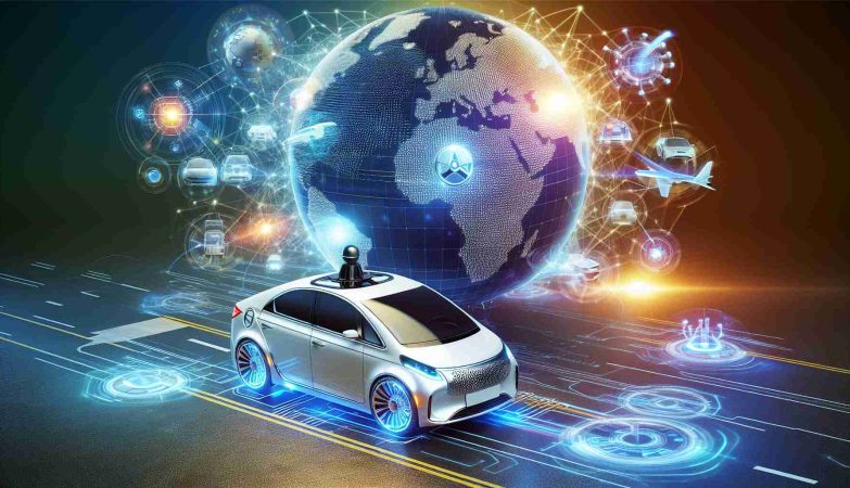 A high definition realistic illustration of advanced self-driving technology being expanded globally. Capture the essence of automated vehicles, global maps and technologies intertwining, symbolizing its international reach.