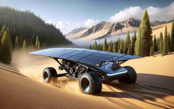 Realistically detailed high-definition illustration of a concept vehicle named the 'Solar Voyager'. The Solar Voyager is an innovative sustainable vehicle powered by solar energy. It is envisioned for traversing diverse terrains, smoothly cruising across sandy deserts, gliding through dense forests, and roaming along rocky mountains. Wherever it travels, it represents a journey beyond traditional boundaries, demonstrating a harmony between technology and nature.