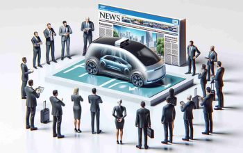 A high-definition, realistic image illustrating a situation where investors are disappointed following the presentation of a new autonomous vehicle. There should be a futuristic-looking autonomous car displayed in the center with people around it displaying expressions of disappointment. News headlines in the background should hint at the disappointment after the autonomous vehicle reveal, without mentioning any specific company or brand.