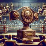 An intricately detailed, high-definition image of a highly prestigious boxing award. The award appears majestic, a symbol of hard-earned recognition. It's the focus of controversy, perhaps due to the fairness of its nomination process or the criteria for determining the winner. The award could be a gleaming gold trophy or a shining silver belt, emblematic of strength, resilience, and mastery. The background suggests a boxing ring, with ropes, a stool, and gloves evident. Visible in the scene are hushed spectators, a diverse mix of individuals, both male and female, focused on the award. Background discussion and intrigue are suggested through their body language and expressions.