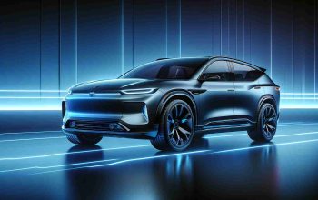 High-definition, realistic image of an electric SUV, renowned for its impressive long-range performance, designed with sleek lines and modern design aesthetics similar to those found in popular high-performance electric vehicles.