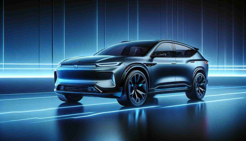 High-definition, realistic image of an electric SUV, renowned for its impressive long-range performance, designed with sleek lines and modern design aesthetics similar to those found in popular high-performance electric vehicles.