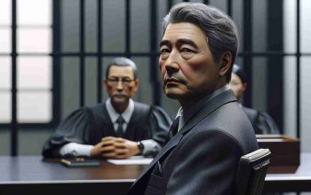 Realistic high-definition illustration of a wealthy individual known for his involvement in the oil trading industry, who is being sentenced for committing financial fraud in a modern courtroom setting. He is an Asian man in his 60s, wearing a dark grey business suit and looking both solemn and regretful as the judge proceeds with the sentencing.