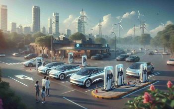 Realistic, high-definition image showing the progress of Argentina's electric vehicle market access. Visualize charging stations popping up across urban landscapes, slowly replacing traditional petrol pumps. Let's see electric cars, with their sleek modern designs, becoming a more common sight on roads. Depict local people of different descents such as Hispanic, Caucasian, and Black, interacting with these vehicles - charging them, inspecting them in car showrooms or driving them. Capture the transition phase where the country is embracing sustainable energy solutions.