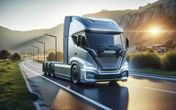 Generate a realistic and high-definition image of an electric truck dubbed 'StellarX'. The image should emphasize the modern and innovative features of the truck, such as its sleek design, powerful engine, and sustainable energy operation. The vehicle should be showcased in a setting that enhances its appeal, perhaps an open road, a scenic landscape, or a modern cityscape.