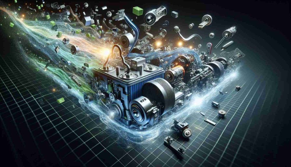 A high-definition, real-to-life image showcasing a revolutionary turning point in battery recycling. This image represents a major advancement by an anonymous automotive company, who have made a significant achievement in this field. Ideally, the image would display an abstraction of the recycling process with dynamic flows of energy, various technical elements related to battery parts, and a sense of innovation and progress. The aesthetics should underpin the feeling of a 'leap forward' and the profound positive environmental impact.