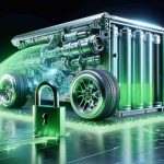 A high-definition, realistic image showcasing a positive future in sustainable transportation. The scene includes a large, innovative electric vehicle (EV) battery displayed prominently. Its intricate design reveals the inner workings, symbolizing the technological shift towards renewable energy. This transition is emphasized by the vibrant and symbolic green colors suffused throughout the image, while a symbolic 'unlocked' padlock is placed next to the battery - metaphorically representing the unlocking of a greener, sustainable future. The scene is uplifting and future-oriented, designed to inspire exploration and curiosity in this technological revolution.