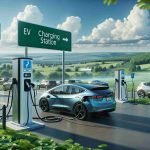 Realistic high definition image depicting the scene of newly installed electric vehicle charging stations in Pennsylvania. The image should include a variety of vehicles plugged in for charging against the backdrop of an environment typical of Pennsylvania - verdant green landscapes and clear blue skies. Signs indicating 'EV charging station' might be seen prominently. The scene should depict a sense of readiness and anticipation, symbolizing a charge towards a sustainable future.