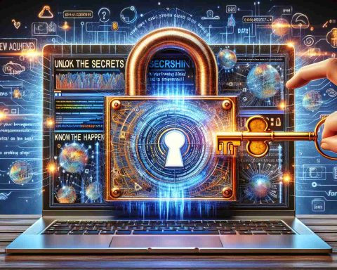 A vivid and realistic high-definition image showing the concept of unlocking internet browsing secrets. It shows a massive traditional lock on a computer screen depicting web browsing, which is being unlocked with a large golden key. Inside the lock, there are illustrative depictions of codes, algorithms and data representations symbolizing the intricate technology behind internet browsing. The general motto 'Unlock the Secrets of Your Browsing Data! Know What Happens Behind the Scenes' is present in an engaging and eye-catching typography to emphasize the importance of understanding digital traceability and privacy.