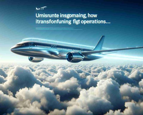 A hyperrealistic, high-definition image of a moment signifying a revolutionary leap in air travel. The scene features an unidentified futuristic airline illustating how it is transforming flight operations. Imagine a sleek, high-tech aircraft cruising through an azure sky dotted with fluffy white clouds. The technology on display should be innovative and ground-breaking, reflecting modern advancements.