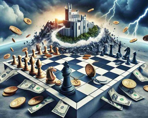 A high-definition, realistic depiction illustrating an abstract concept of 'insider moves' that have surprised investors. Represent this idea through visual metaphors, such as a shaken chess board with coins and paper bills instead of regular pieces, symbolizing the financial market. On one side of the board, incorporate a metaphorical representation of 'Coinbase' as a majestic fortress on the brink of a storm, creating an air of uncertainty.