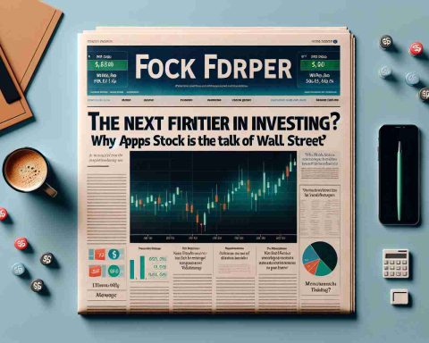 Create an HD quality, realistic image of a financial newspaper front page. The headline reads, 'The Next Frontier in Investing? Why Apps Stock is the Talk of Wall Street'. The page should also have subheadings, graphs, and stock market images to make it interesting and true to its genre.