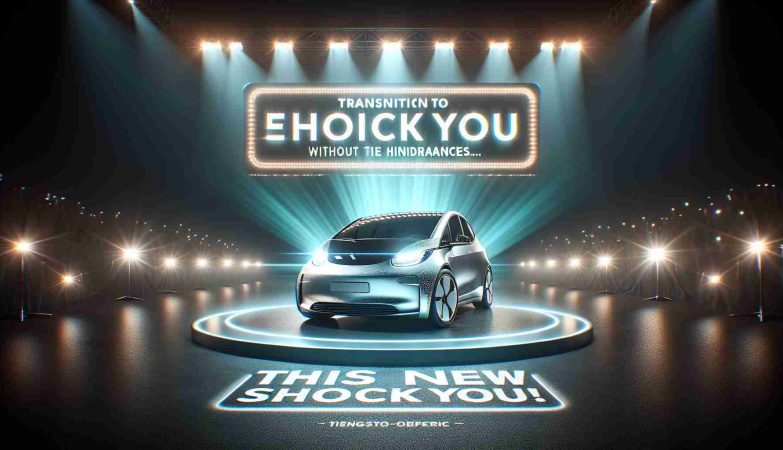 A high-definition, realistic image of an electrifying theme related to the concept of 'Transition to Electric Without the Hindrances'. It shows a brand new electric, possibly from an anonymous car manufacturer, gleaming under the spotlight, radiating innovation and sustainability. The surrounding environment suggests a major reveal event. Inserted within the image is a bold headline that says 'This New Offer Will Shock You!', implying surprising advantages and benefits of transitioning to electric vehicles.