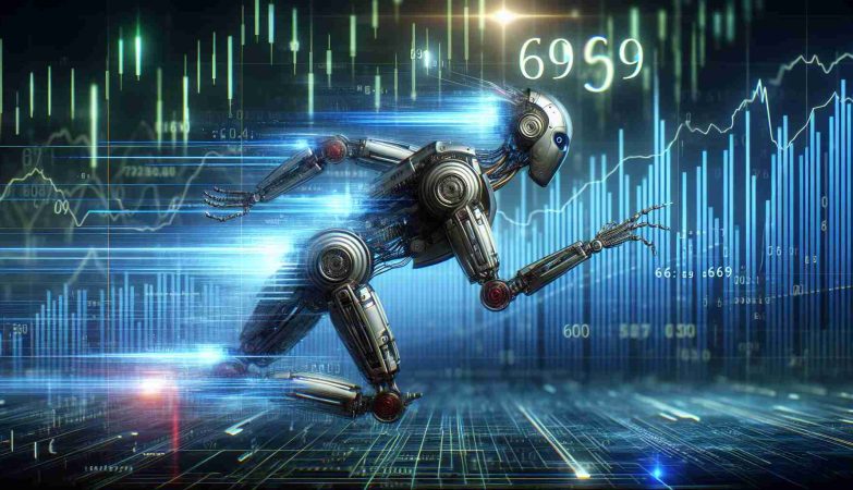 A high definition, realistic depiction of a revolutionary progression in the field of robotics. This can represent the dramatic surge in the value of a specific, unnamed stock coded as 6969 from the Hong Kong stock market. Please foreground the idea of forward momentum and technological advancement.