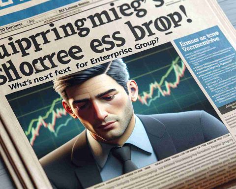 Realistic high-definition image of a newspaper headline that reads 'Surprising Shares Drop! What's Next for Enterprise Group?'