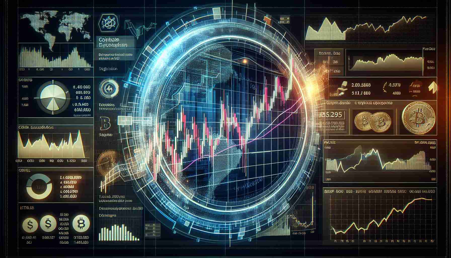 An accurate, high-definition illustration of a stock market chart displaying a significant increase. The chart is specifically for the cryptocurrency exchange known as Coinbase. Surrounding the chart are relevant analytical details that everyone interested in this stock should be aware of. Please include annotations, infographics and stats to provide context and insights.