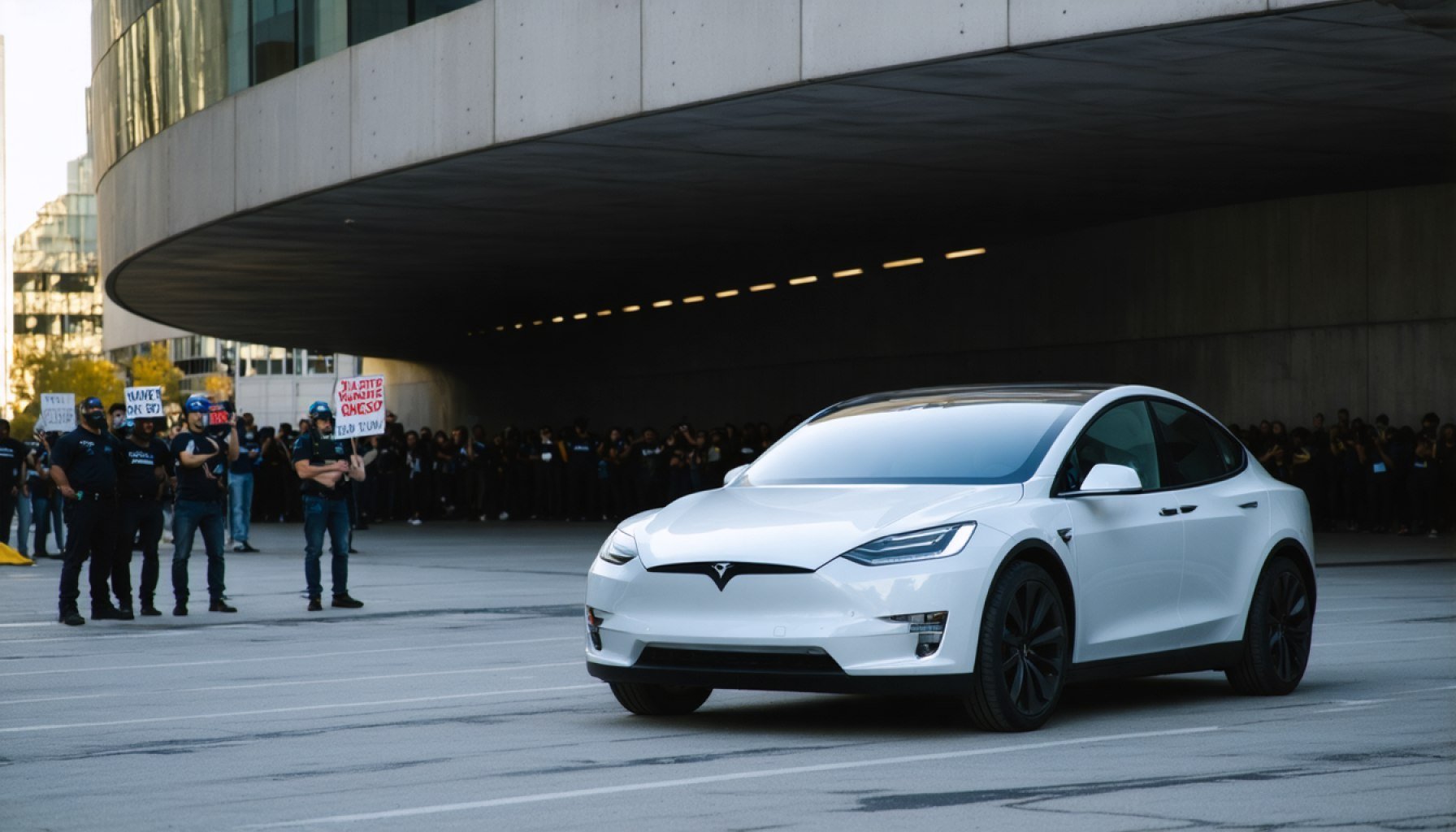 Protester’s Electric Car Blunder: Mistakes Polestar for Tesla in Anti-Musk Fury 